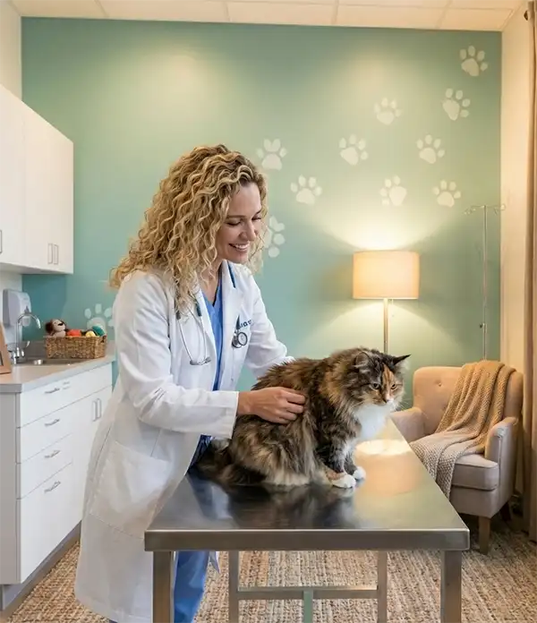 Lekarz weterynarii z kotem